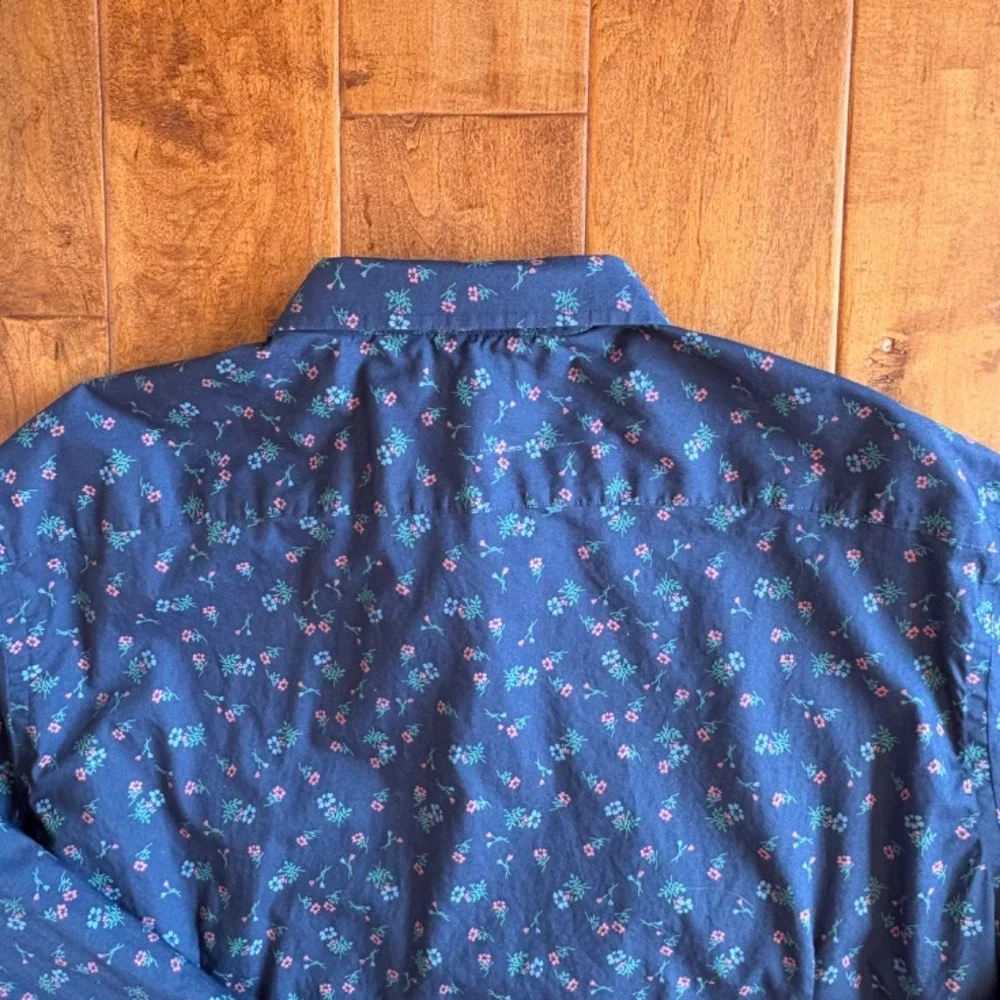 Banana Republic Button Down Floral Non-Iron Slim Fit, Mens‎ XXL Navy Blue